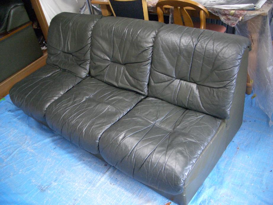 本革のソファ修理例 施工後 1